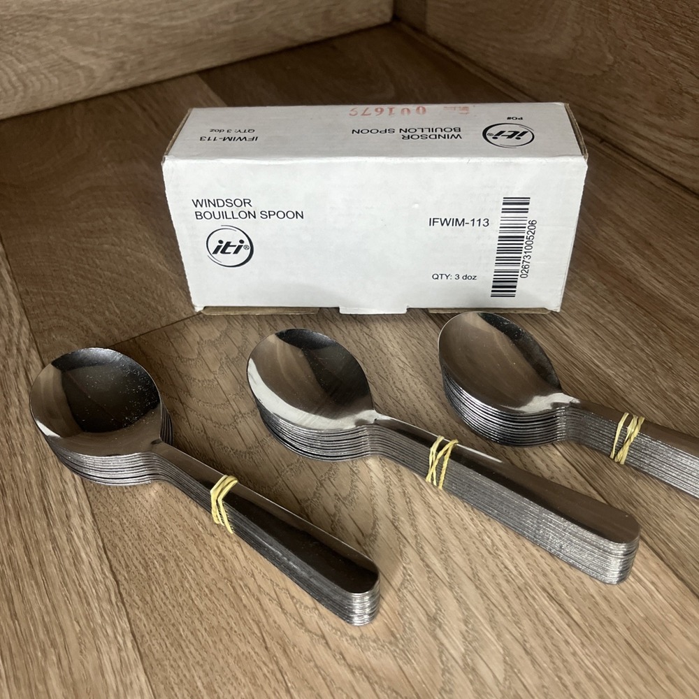 36  Stainless Steel Windsor ‎ Bouillon Spoons (FLATWARE 18/0)